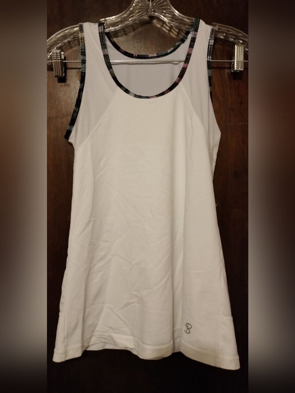 Sofibella UV Colors Accent Tennis Tank Top with Built-in Bra - White/Multi - Siz